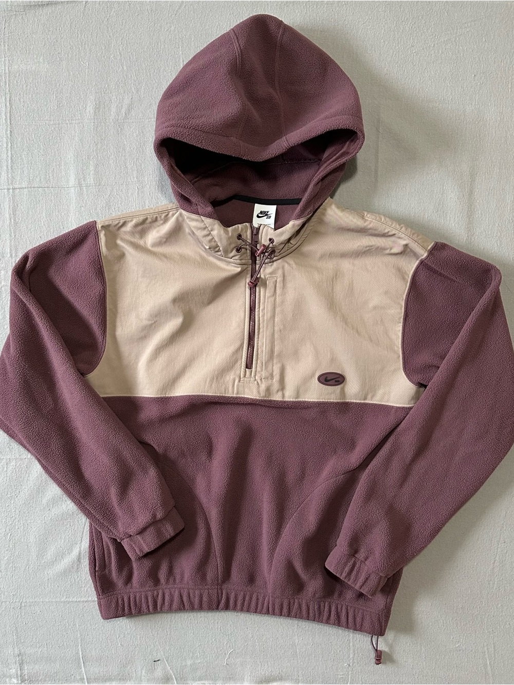 Nike SB Therma-FIT Fleece Hoodie Pullover Mauve Pink Cream Half-Zip Men’s Small